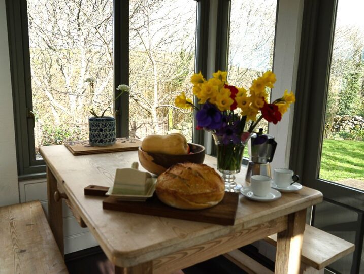 Porth Nanven Cottage table with welcome basket