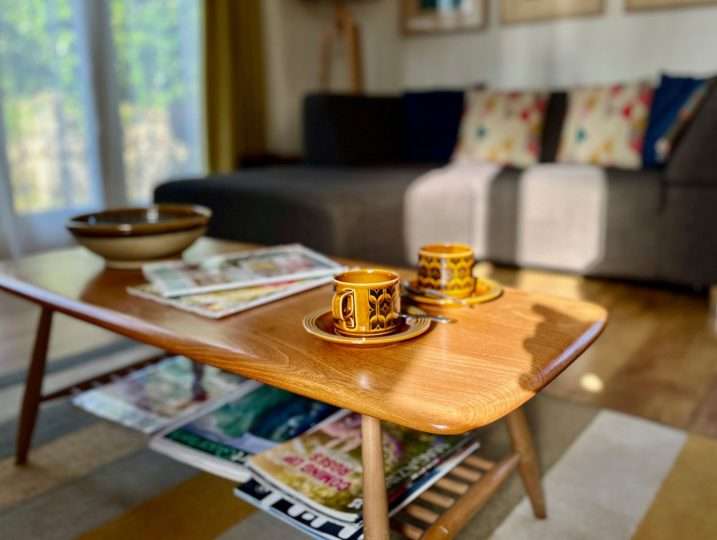 Cornish Barn Near Coast | Coffee table with sofa in background