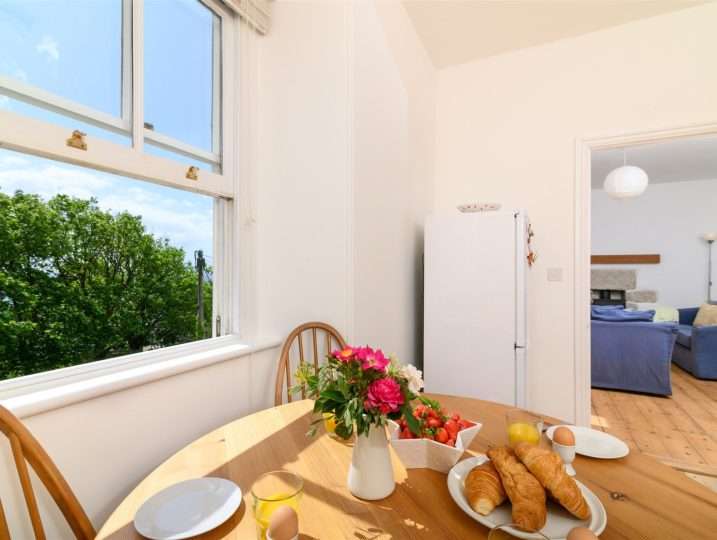Kitchen Table laid for Breakfast | Family Holiday Cornwall Near Beach