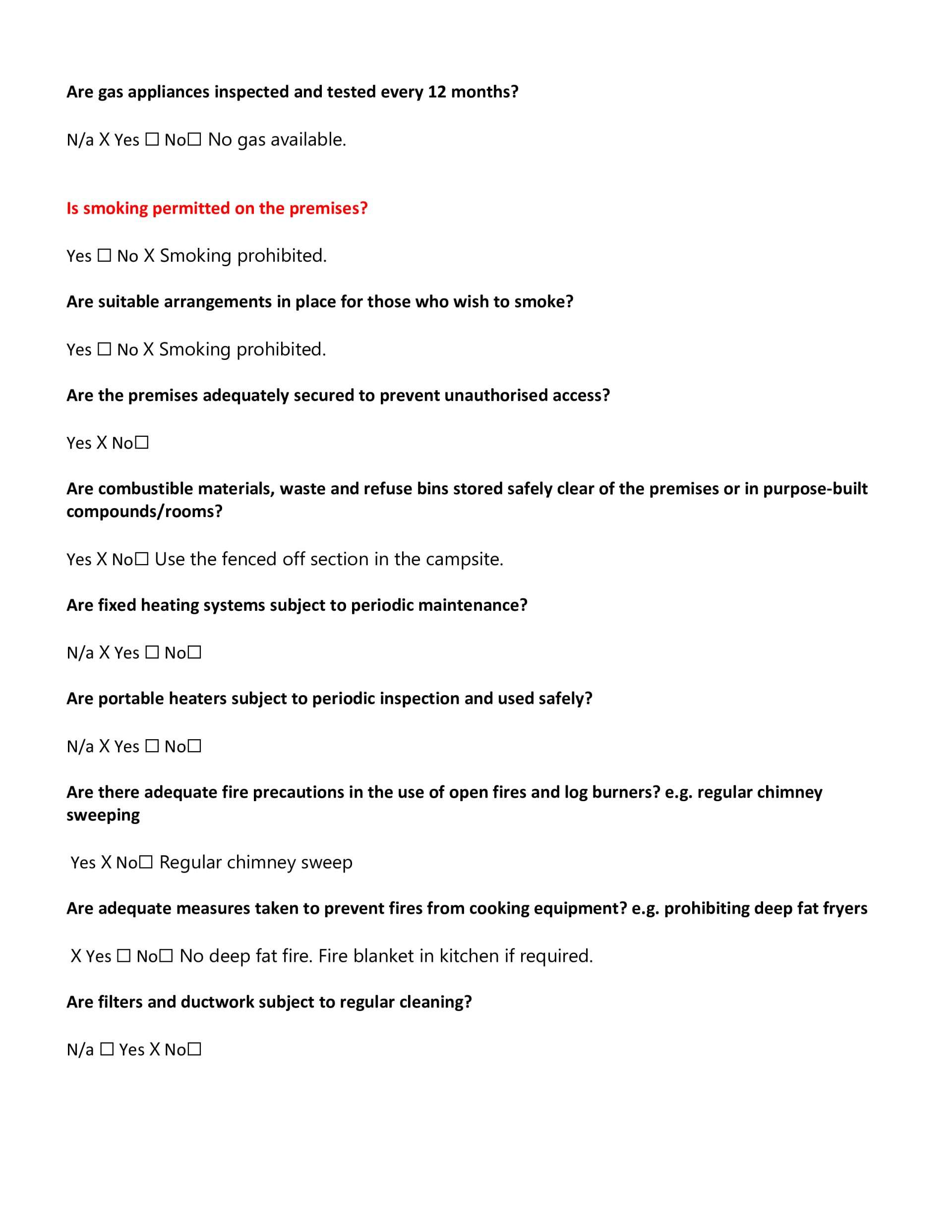  Windmills Fire Risk Assessment Pg 2 | Family Holiday Home by Sea
