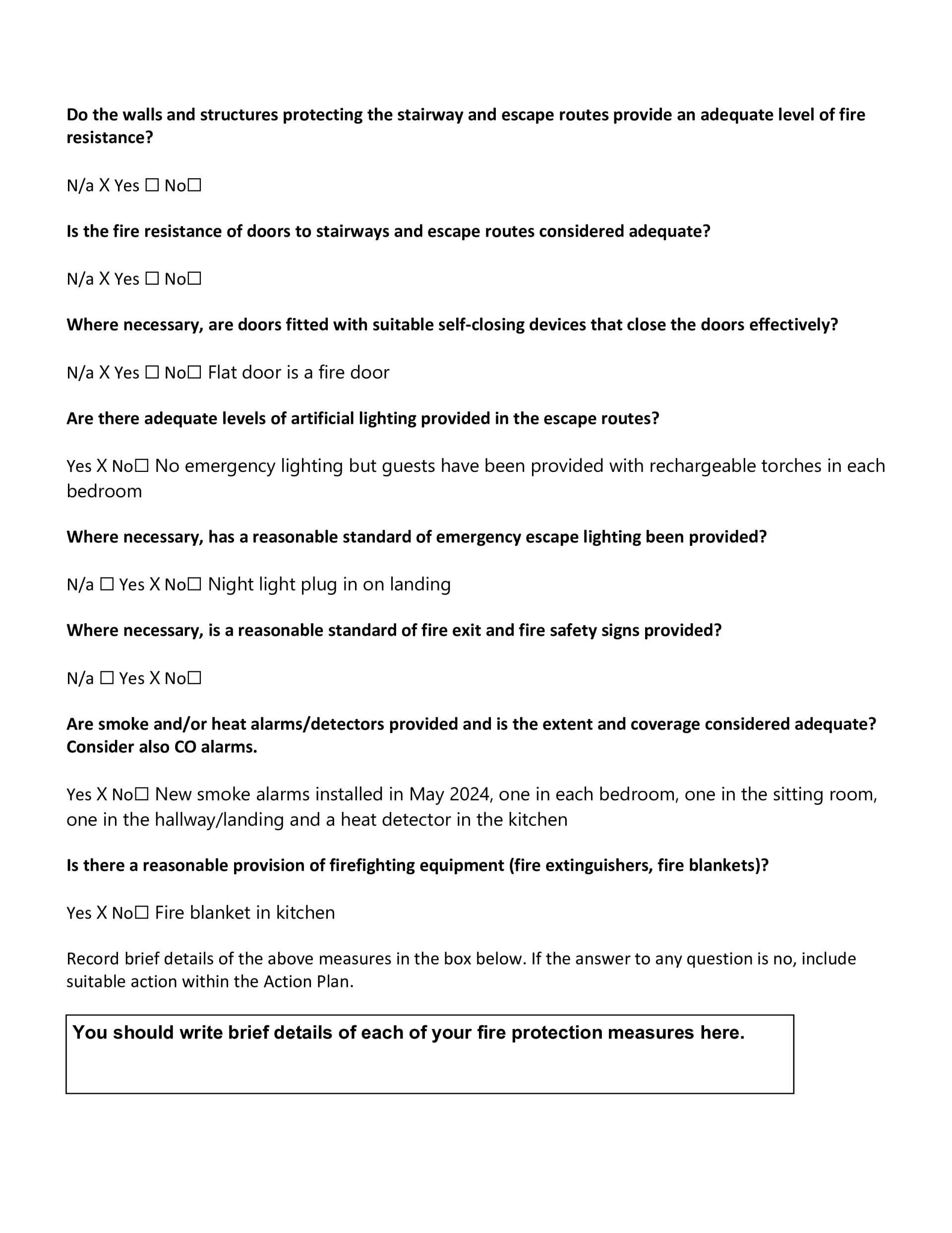  Windmills Fire Risk Assessment Pg 4 | Family Holiday Home by Sea