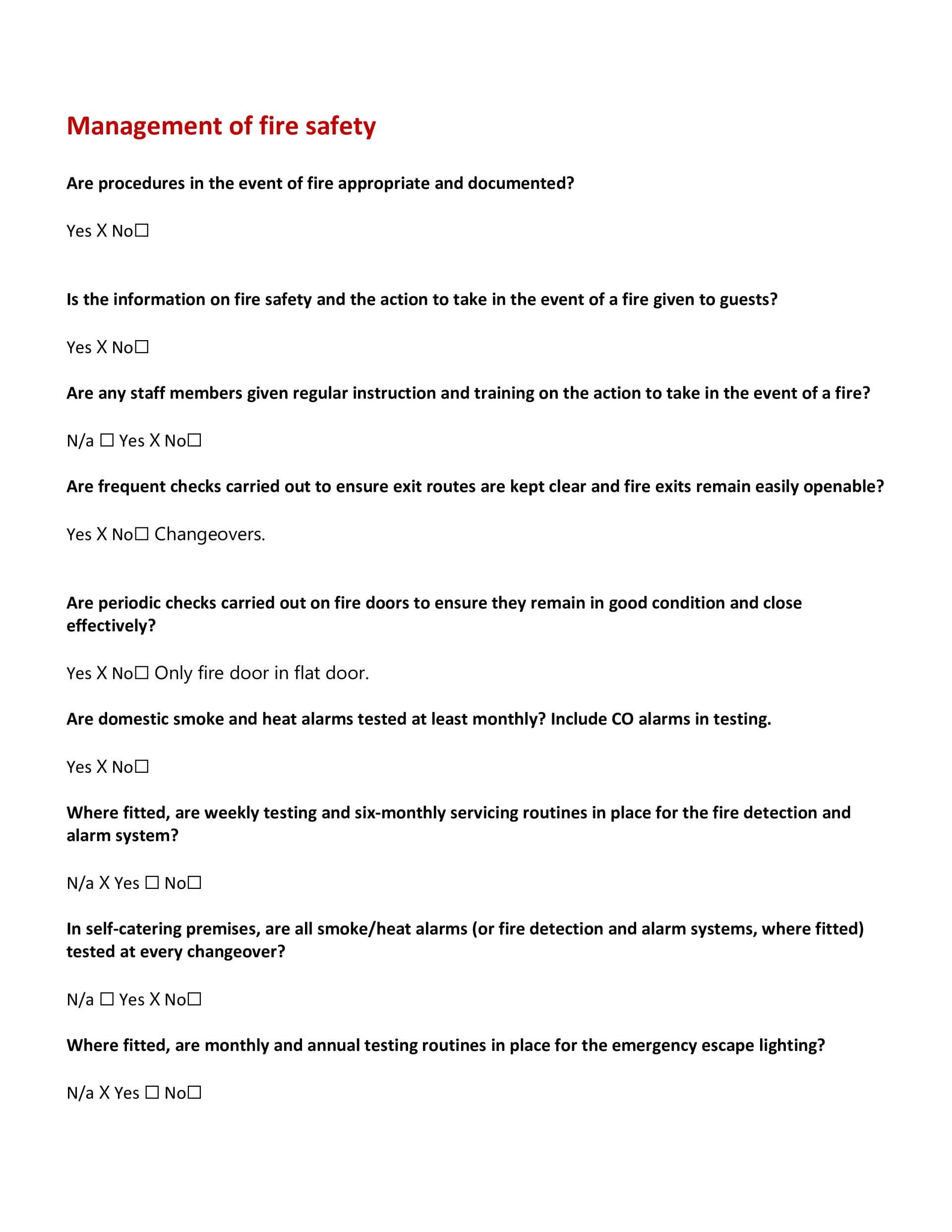  Windmills Fire Risk Assessment Pg 5 | Family Holiday Home by Sea