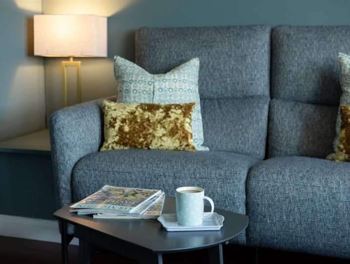 Sofa and coffee | Retreat in Mousehole sea views