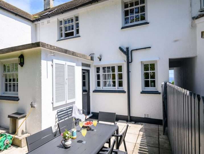Enclosed Garden with patio table | Retreat in Mousehole sea views