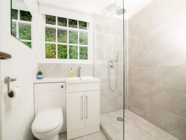 Downstairs shower room | Patio Garden | Retreat in Mousehole sea views