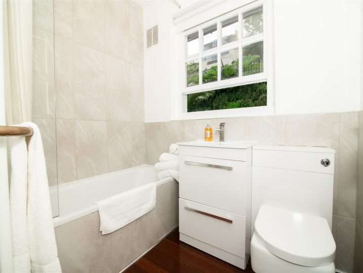 Family Bathroom with Bath & Shower | Patio Garden | Retreat in Mousehole sea views