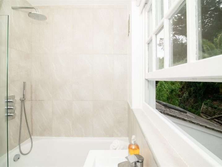 Family Bathroom | Patio Garden | Retreat in Mousehole sea views