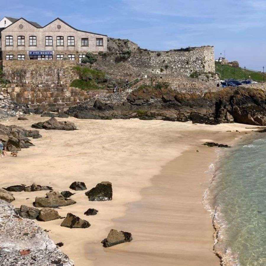 Bamaluz Beach below St Ives Museum | dog-friendly St Ives autumn